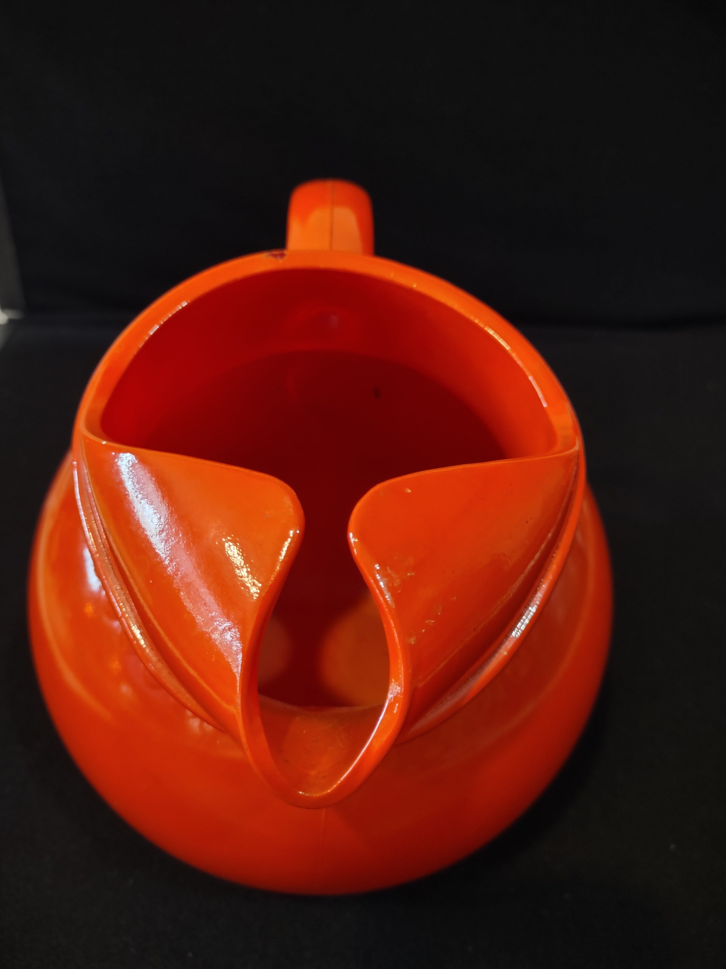 Vintage Anchor Hocking Orange Halloween Fire King Tilt Ball Pitcher (Lot 3073)