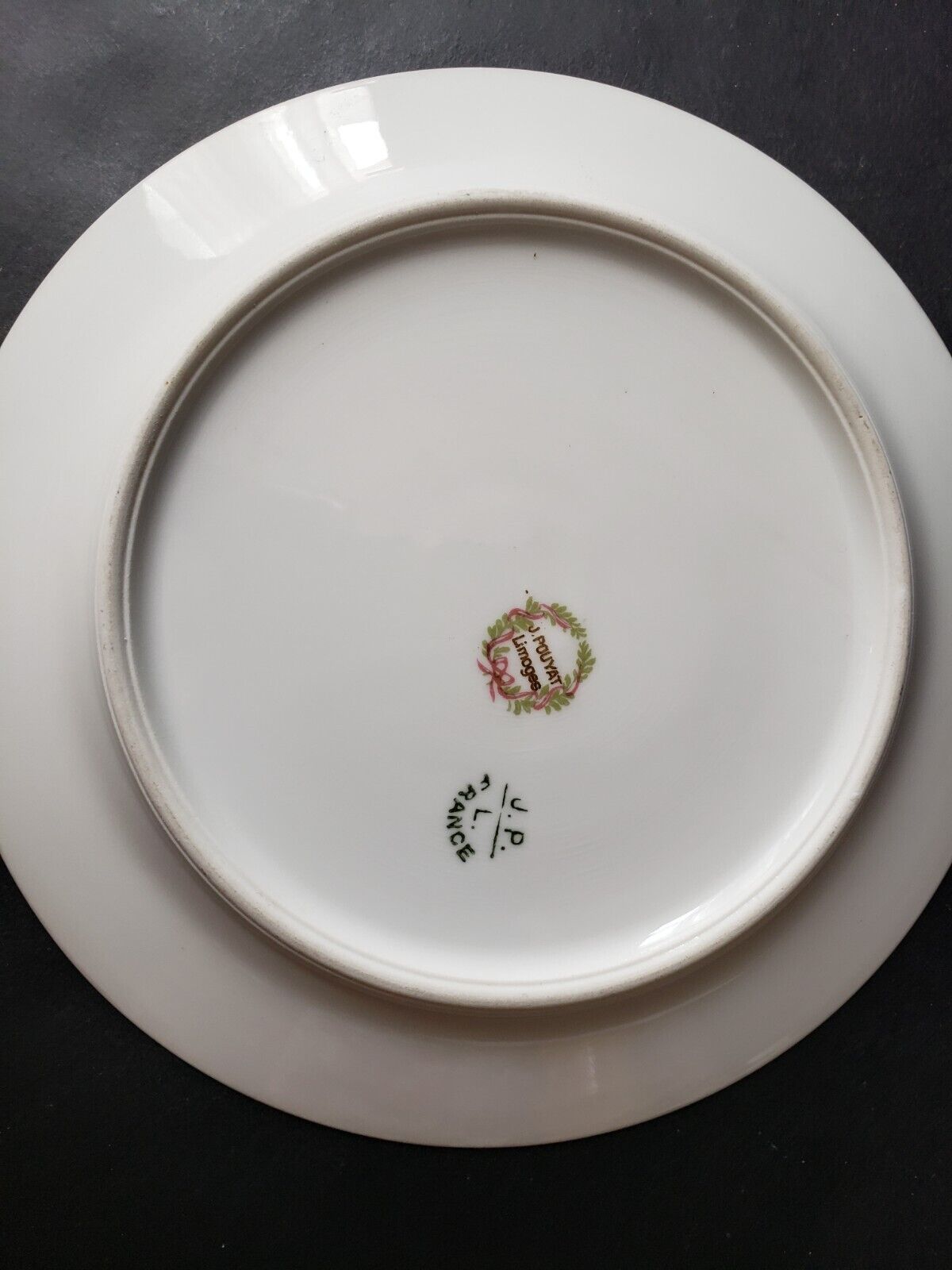 JP Limoges France Gold Trim Green Laurel 6-1/4" Bread/Butter Plate (588)