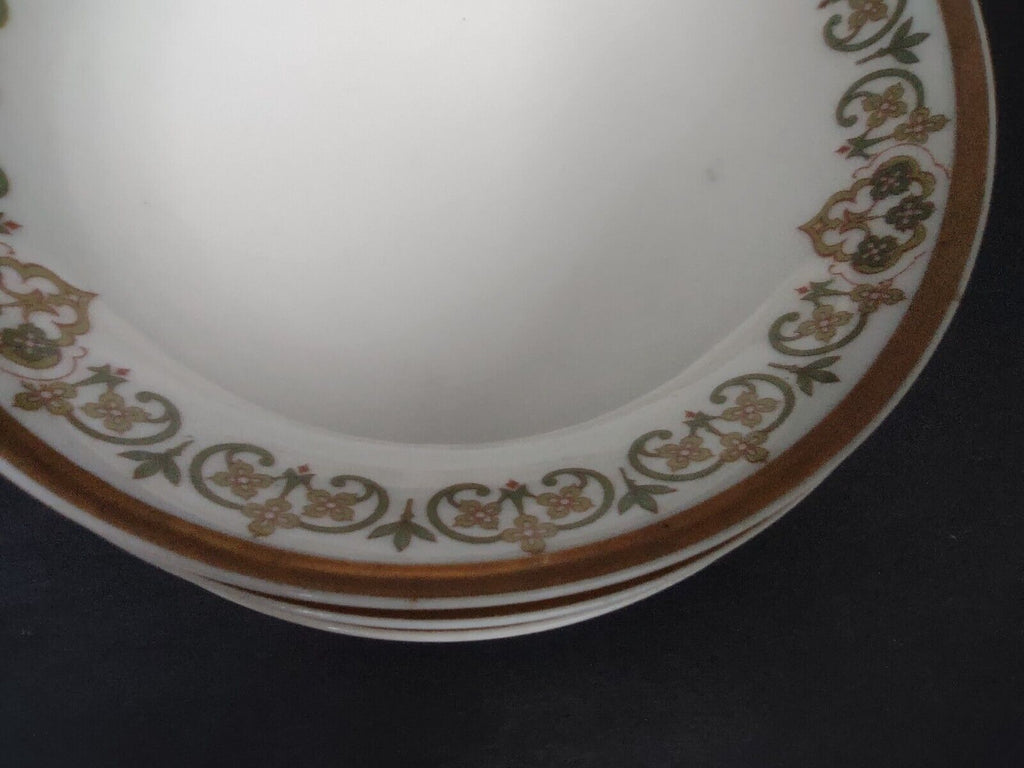 Haviland Limoges 6 x Coupe 5" Plate Four Leaf Flower Green Red (lot 528)