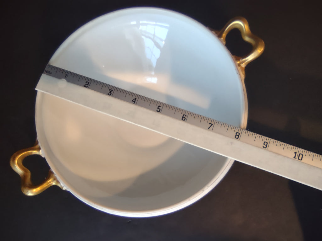 Wm. Guerin Limoges Round Serving Tureen NO LID White Gold Trim (lot 1079)