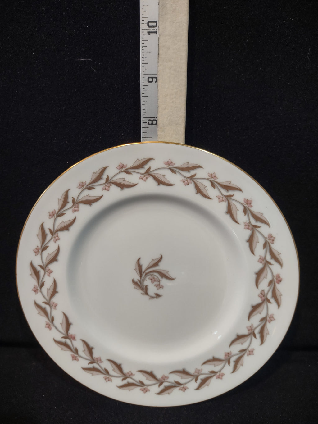 Vintage Minton 7" Dessert Plate Rosewood Bone China Pink Brown Gold X4 (Lot 5434