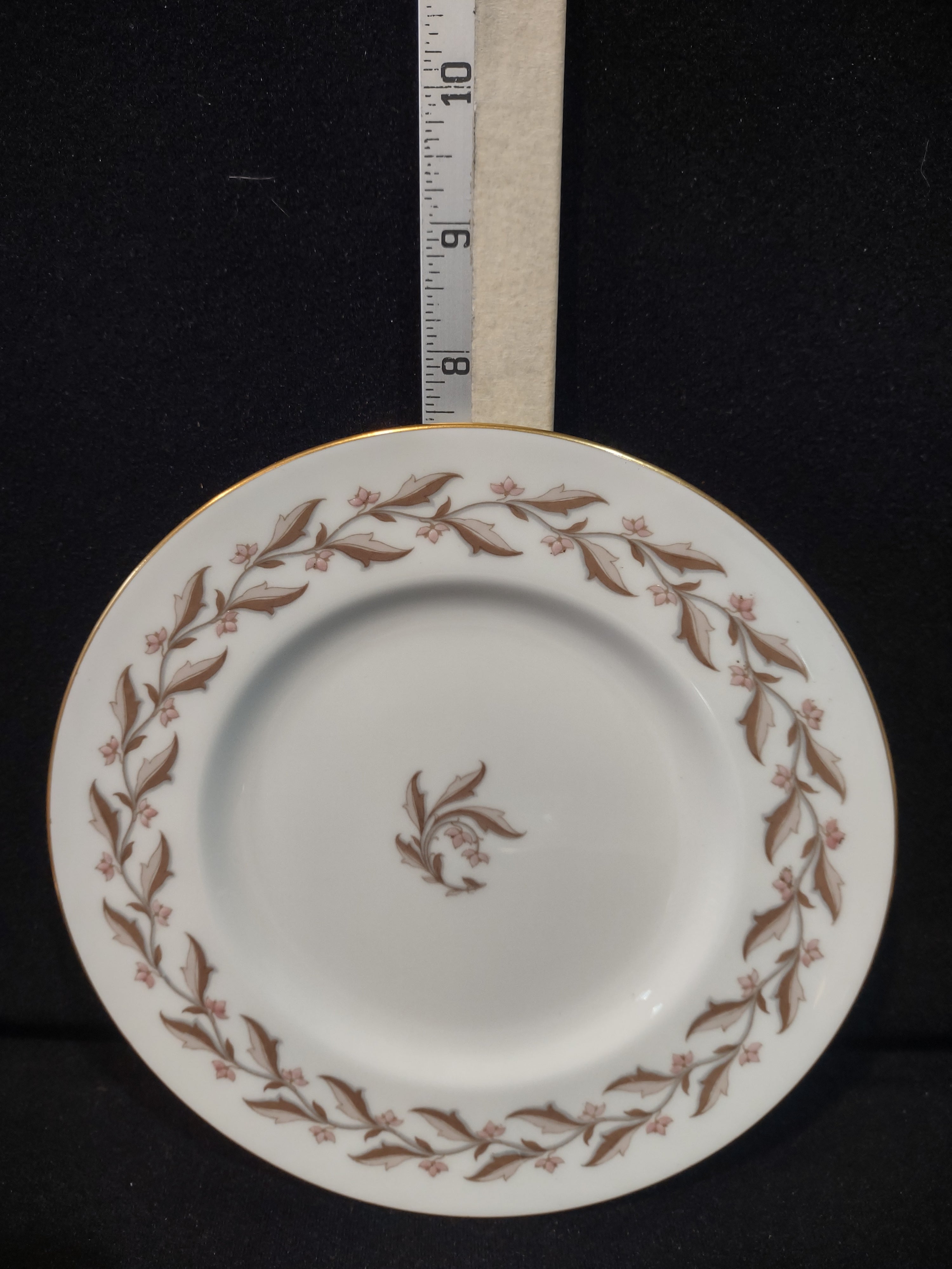 Vintage Minton 7" Dessert Plate Rosewood Bone China Pink Brown Gold X4 (Lot 5434