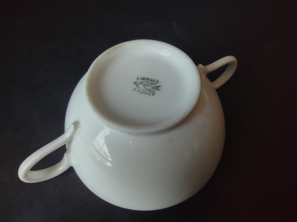 Limoges Porcelain Bouillon Cup ONLY Plain White (lot 1076)