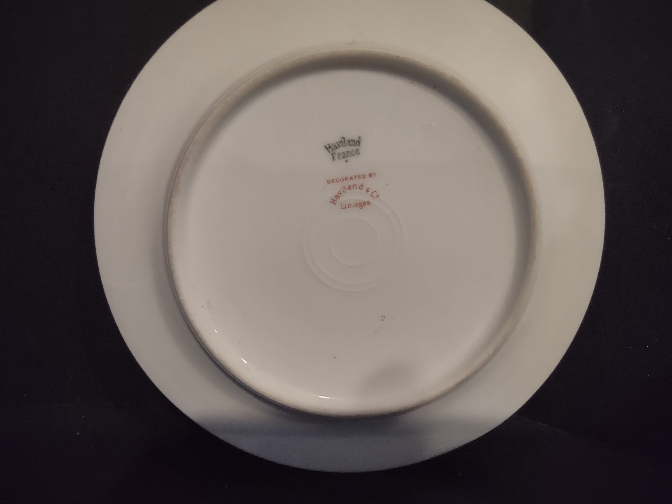 Haviland Limoges French Chic Rose Maroon Green Bread/Butter Plate (lot 1090)