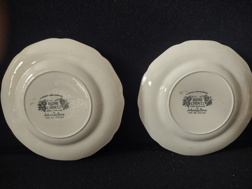 Vintage Johnson Brothers Black Stamp Small Plate x 2 Chintz (lot 5700)