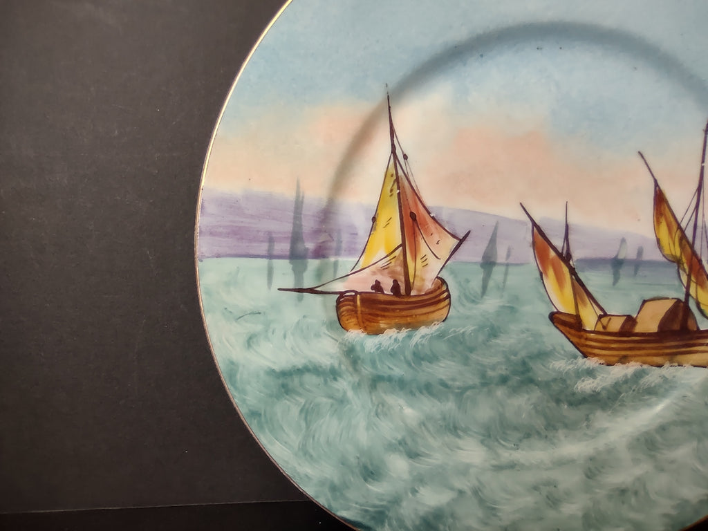 Limoges France Cabinet Plate Boats Design 10-1/4" (lot 1115)