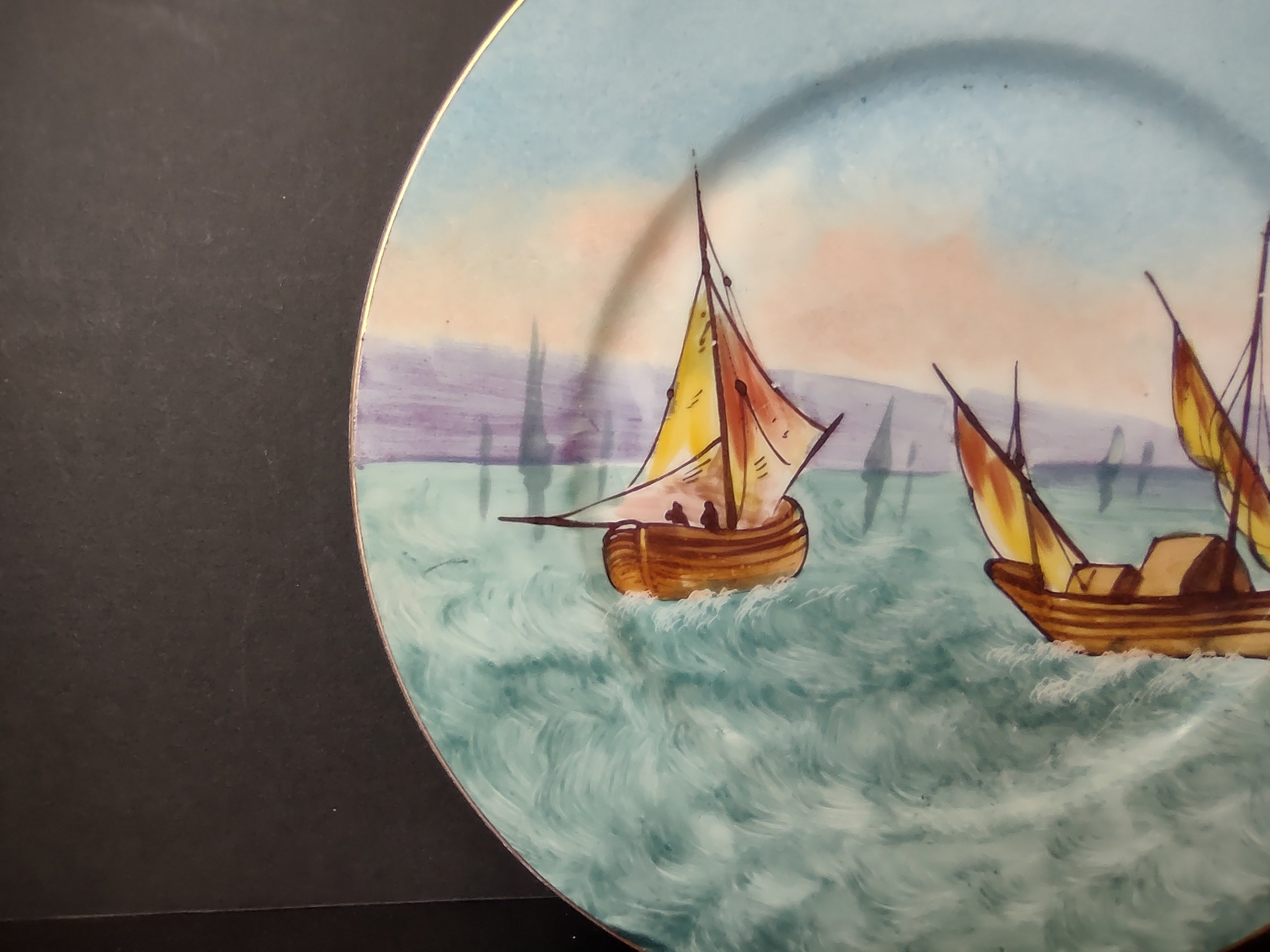 Limoges France Cabinet Plate Boats Design 10-1/4" (lot 1115)