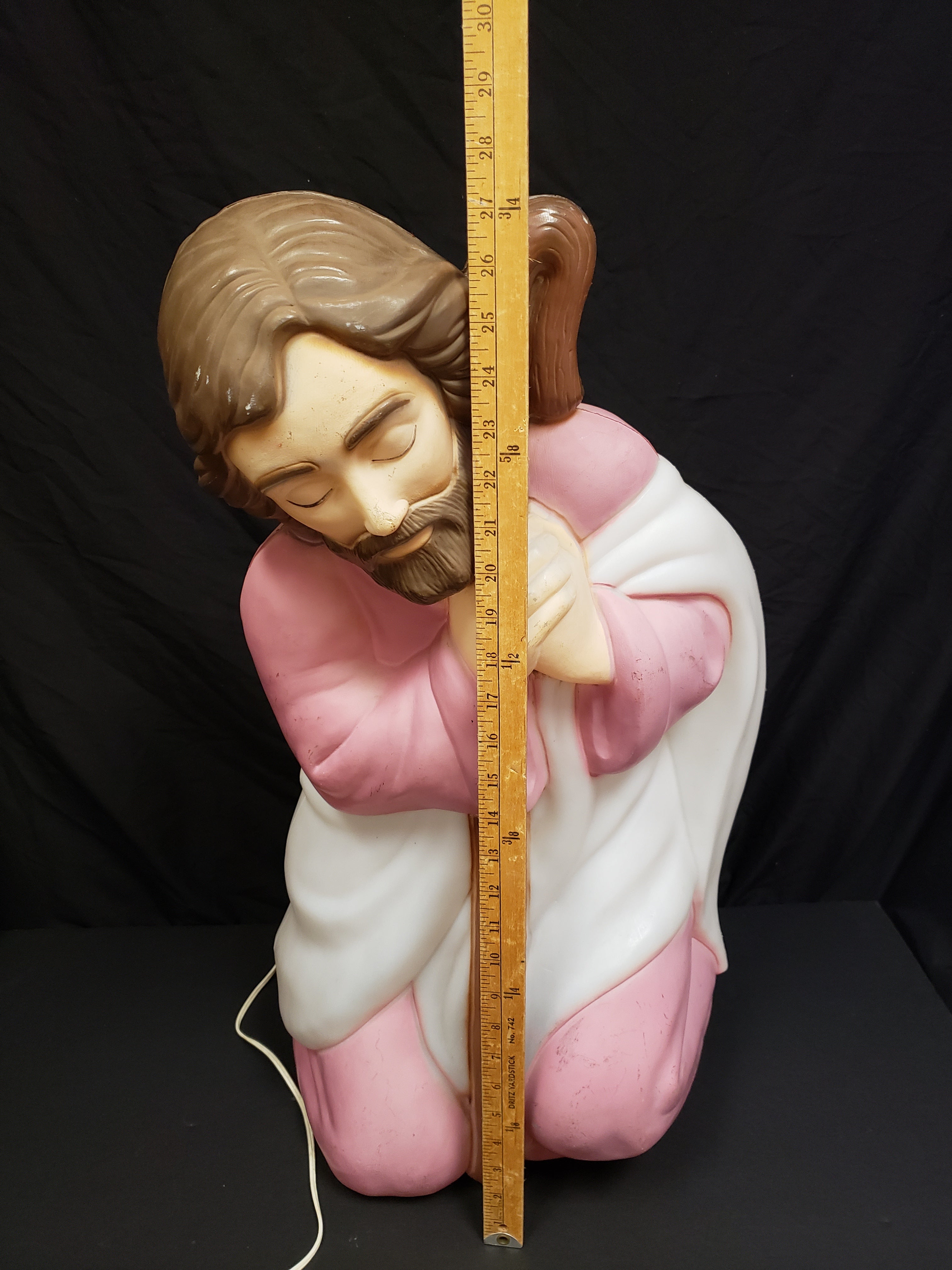 Vintage Christmas Blow Mold Nativity Joseph Pink Figurine (lot 2239)