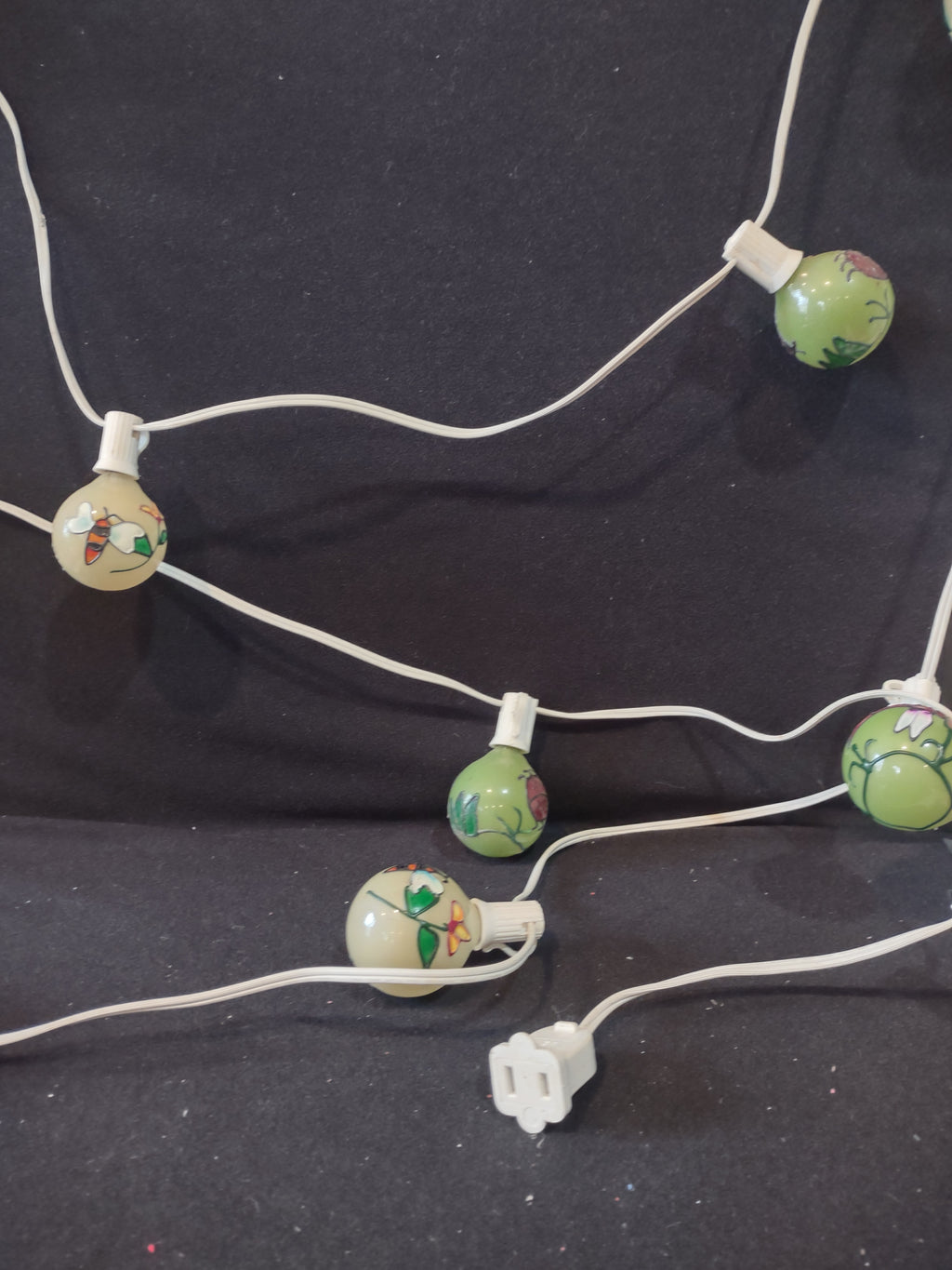 Vintage 10 Light Glass Bulb Sockets Work Dragonfly Bee Lady Bug 10'(Lot 4341