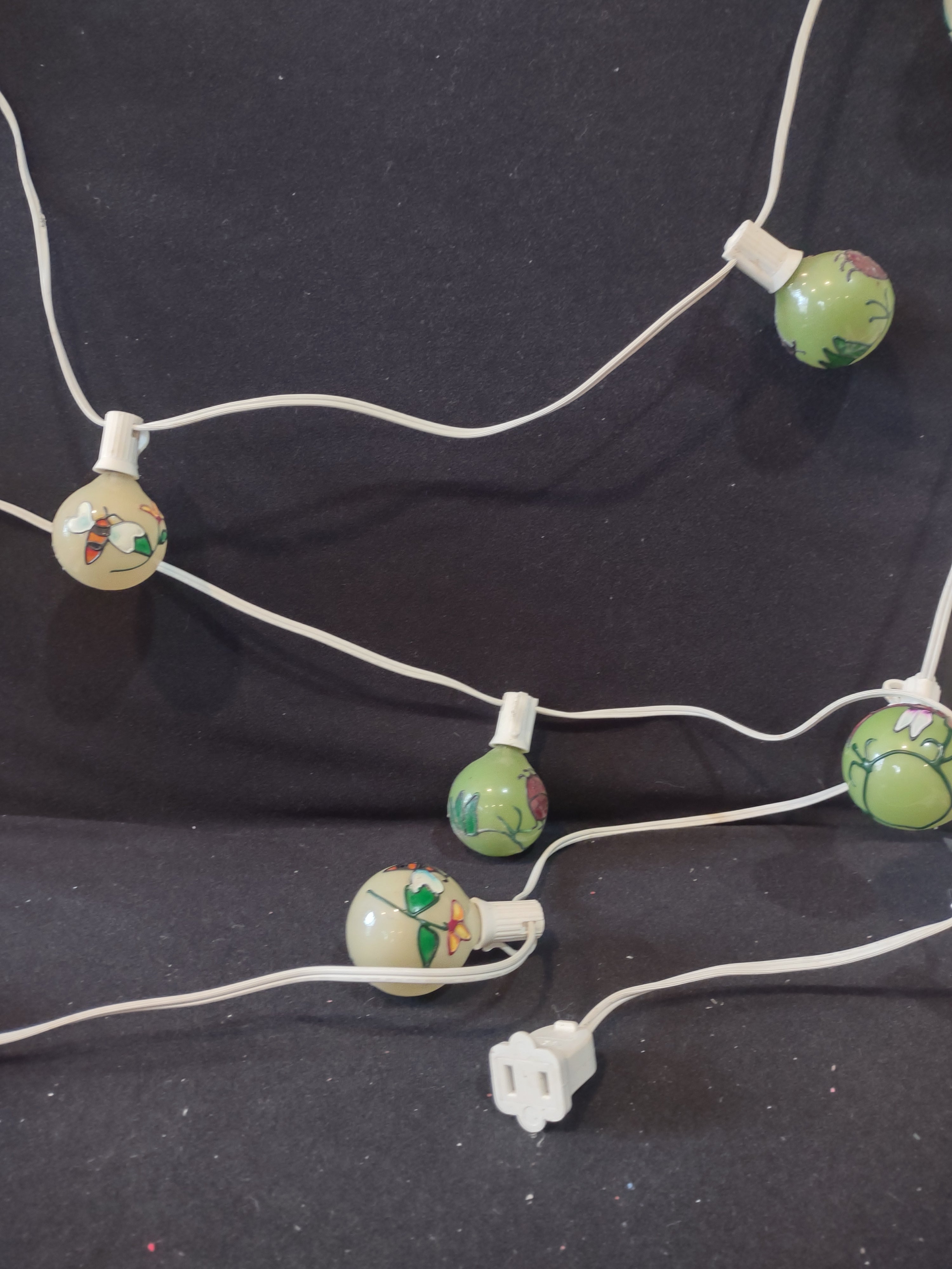 Vintage 10 Light Glass Bulb Sockets Work Dragonfly Bee Lady Bug 10'(Lot 4341