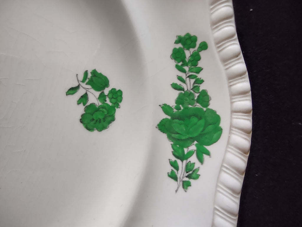 Vintage English Countryside Spode Dinner Plate Earthenware Green Basket Lot 5758