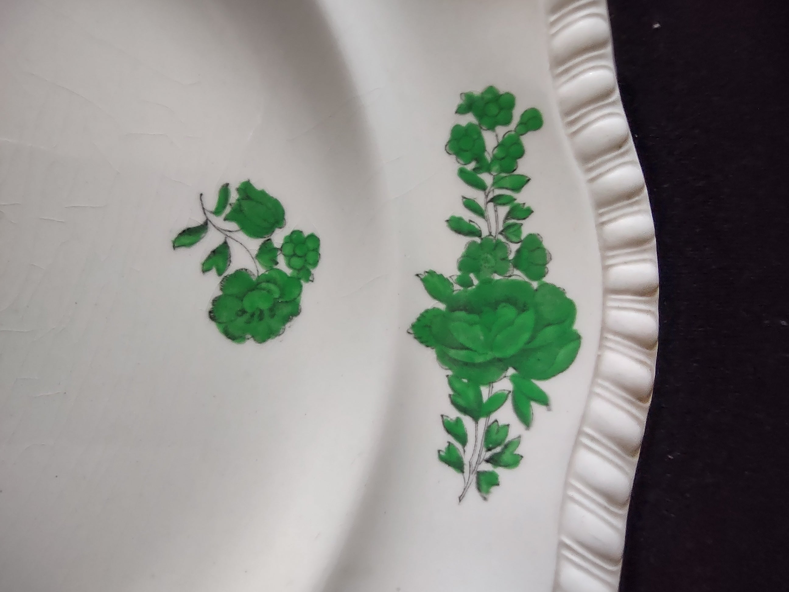 Vintage English Countryside Spode Dinner Plate Earthenware Green Basket Lot 5758