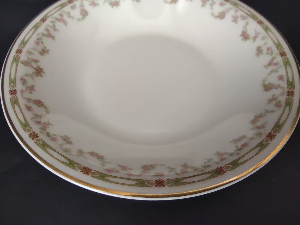Haviland Limoges Schleiger 346 Red Rose 3 x Coupe Soup Plate 7-1/2" (lot 544)