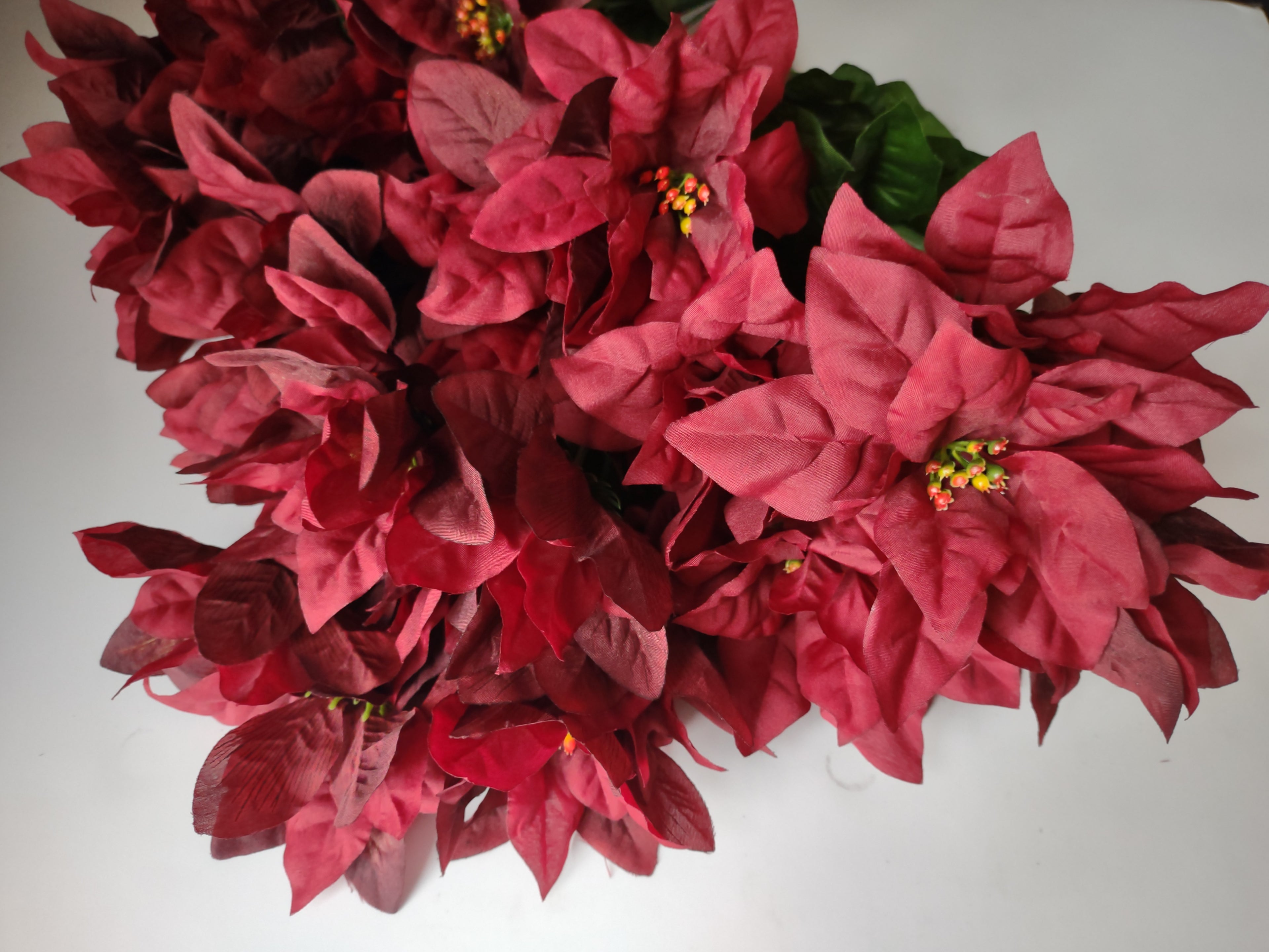 Christmas Lot Artificial Flower Poinsettia Red 12 stems 17" Long (lot 3344)