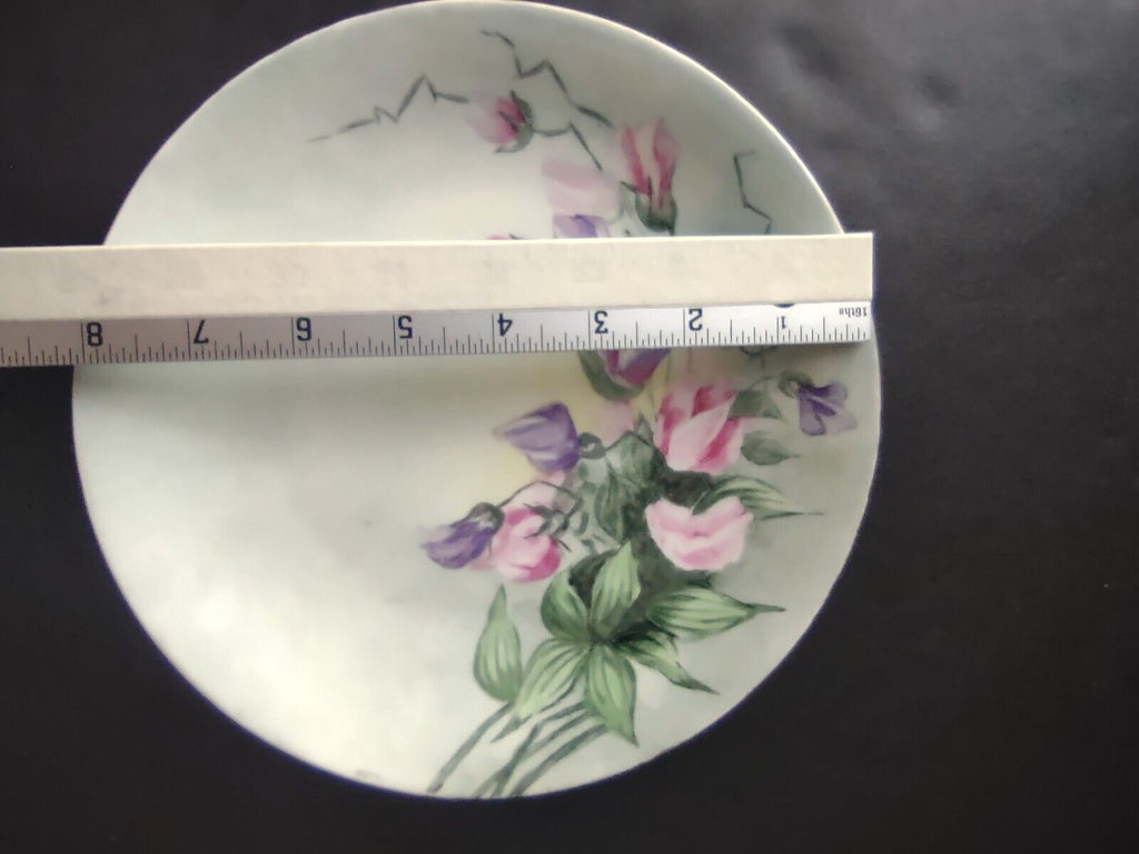 Limoges Gold Trim Salad Luncheon Pink Purple Flower Plate (lot 631)