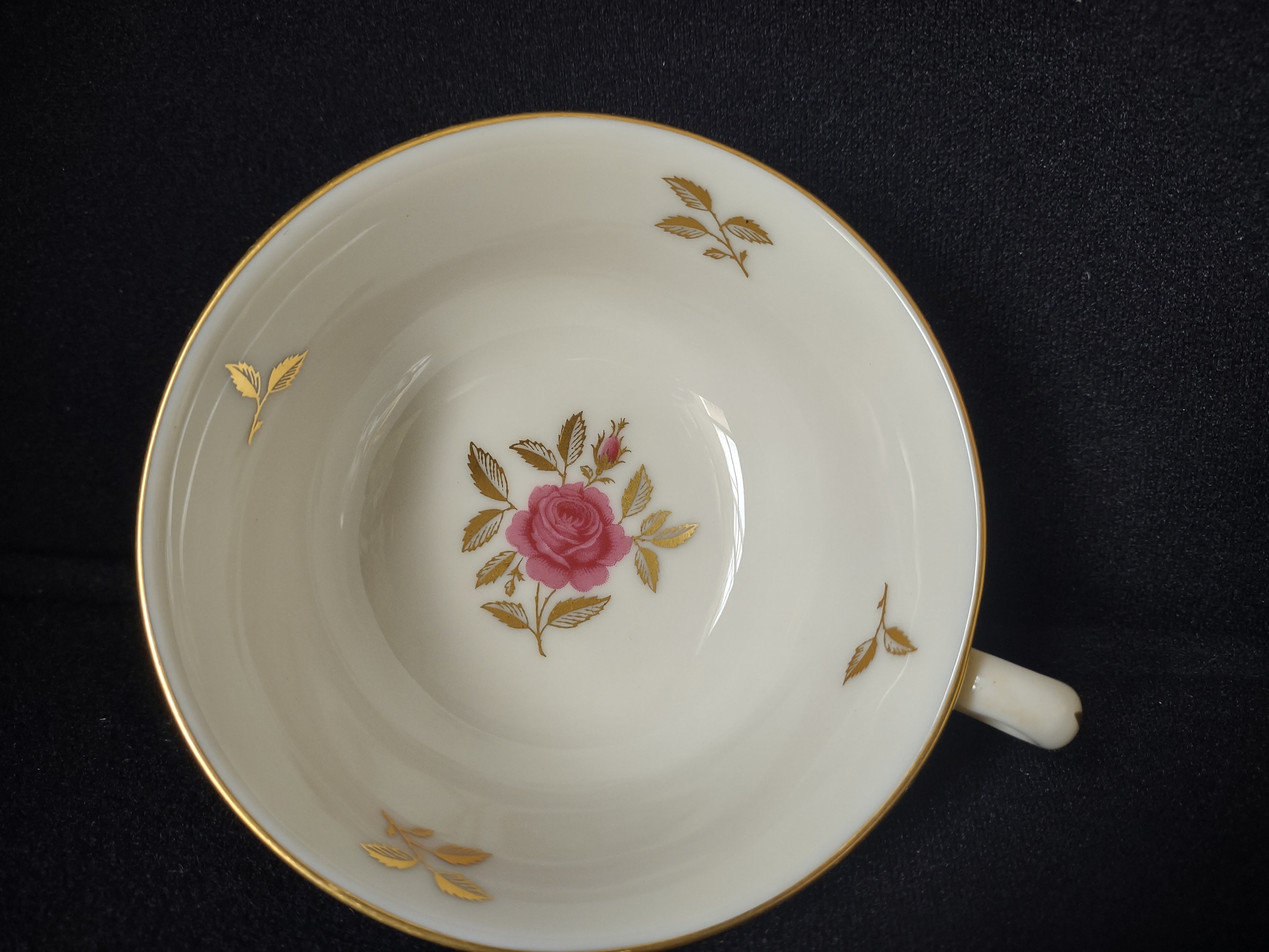 Vintage Rhodora by Lenox Tea Cup with Saucer Rose Flower Gold (lot 1793)