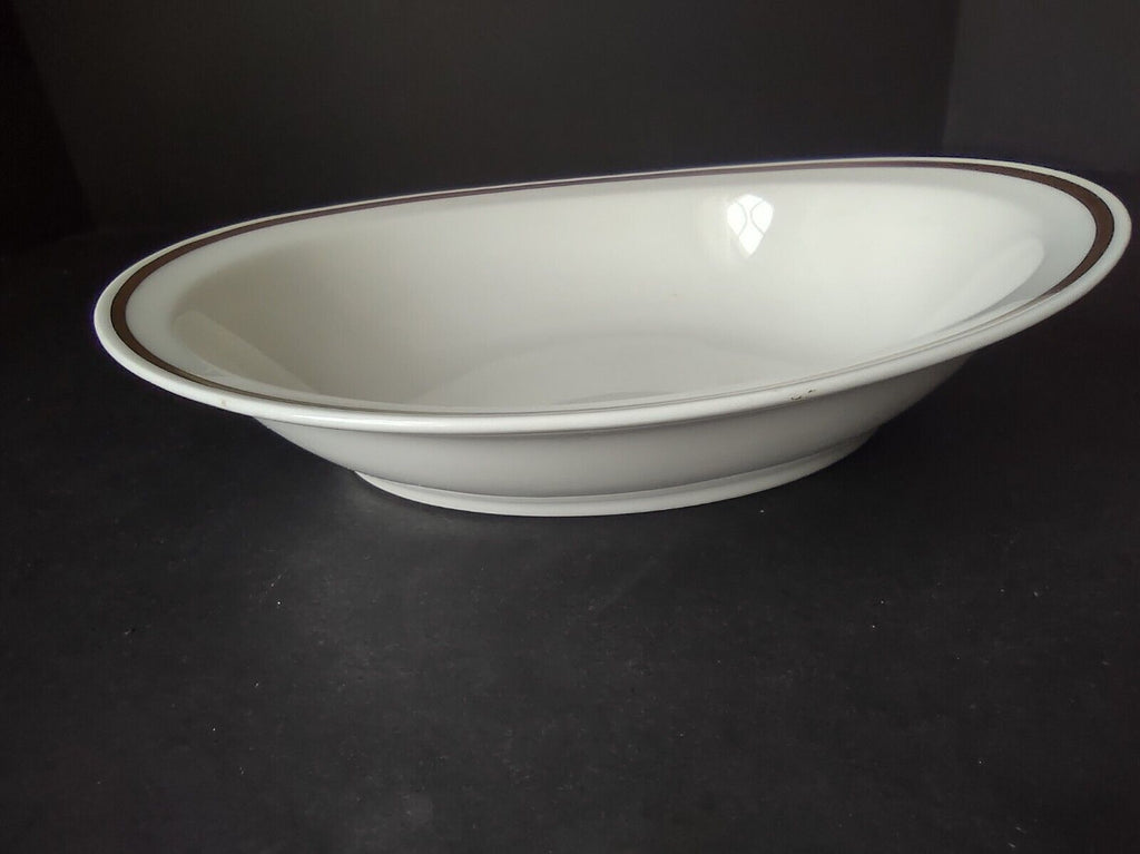 Haviland Limoges 10" x 8-1/4" White Serving Bowl Black & Gold Trim (lot 681)
