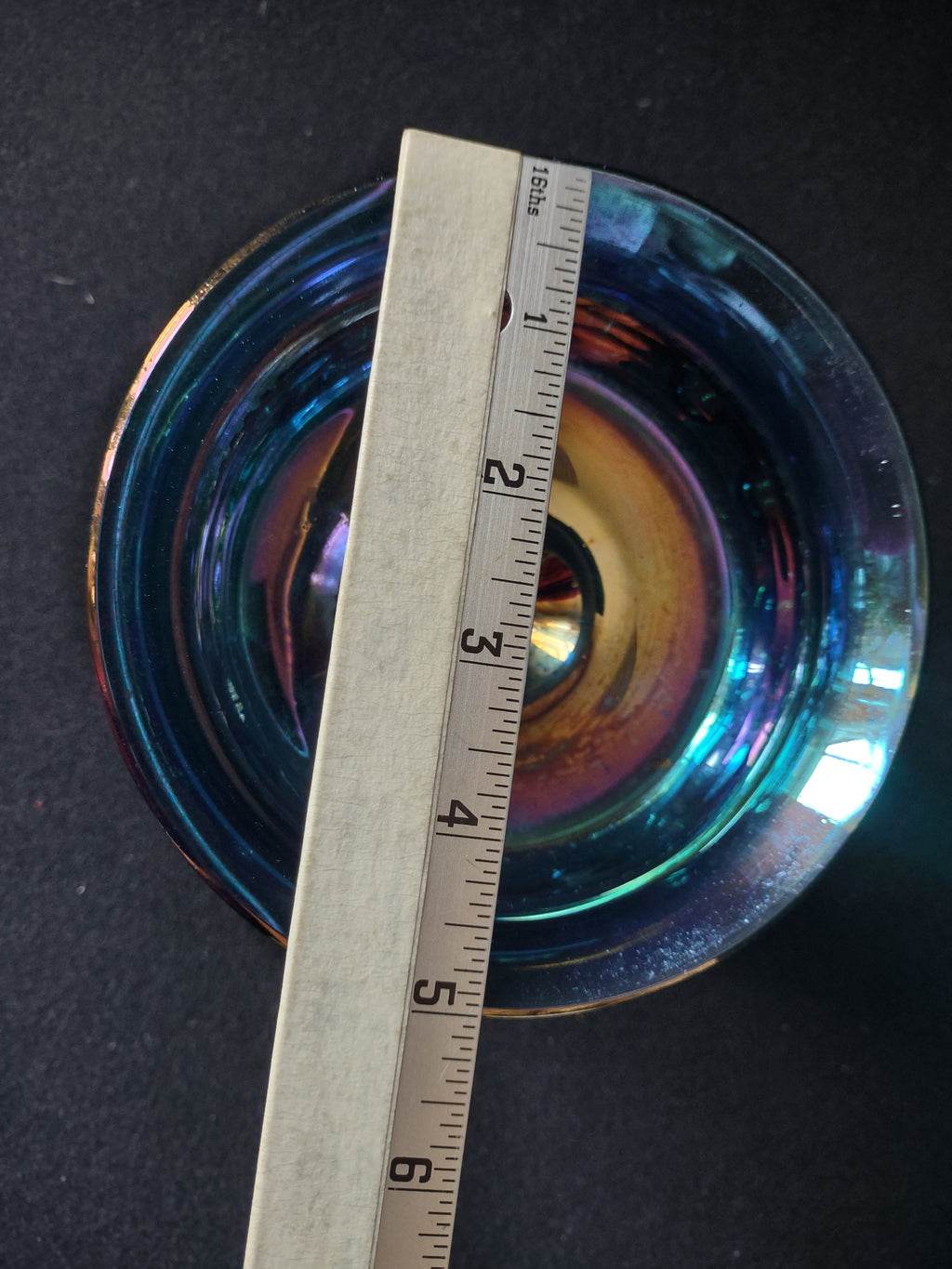 Indiana Carnaval Glass Kings Crown Thumbprint Candy Dish Iridescent (lot 2679c)