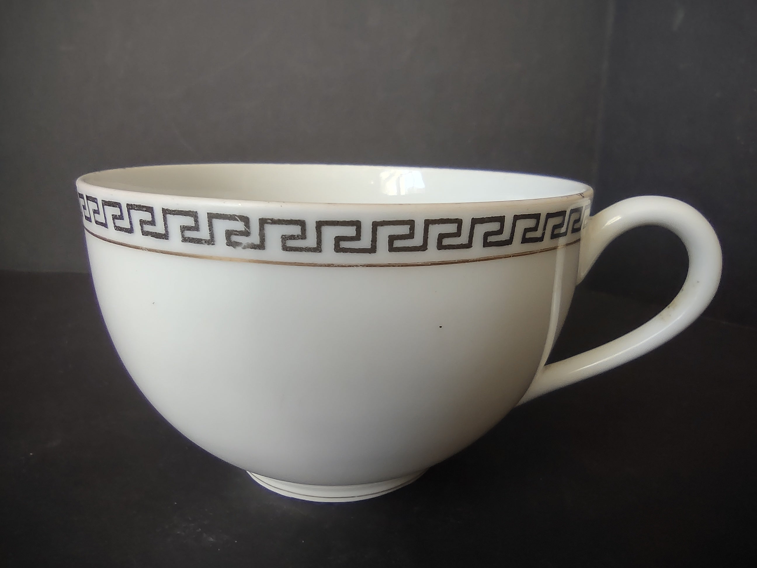 T & V Limoges France Tea Cup ONLY Gold Black Decor (lot 1066)
