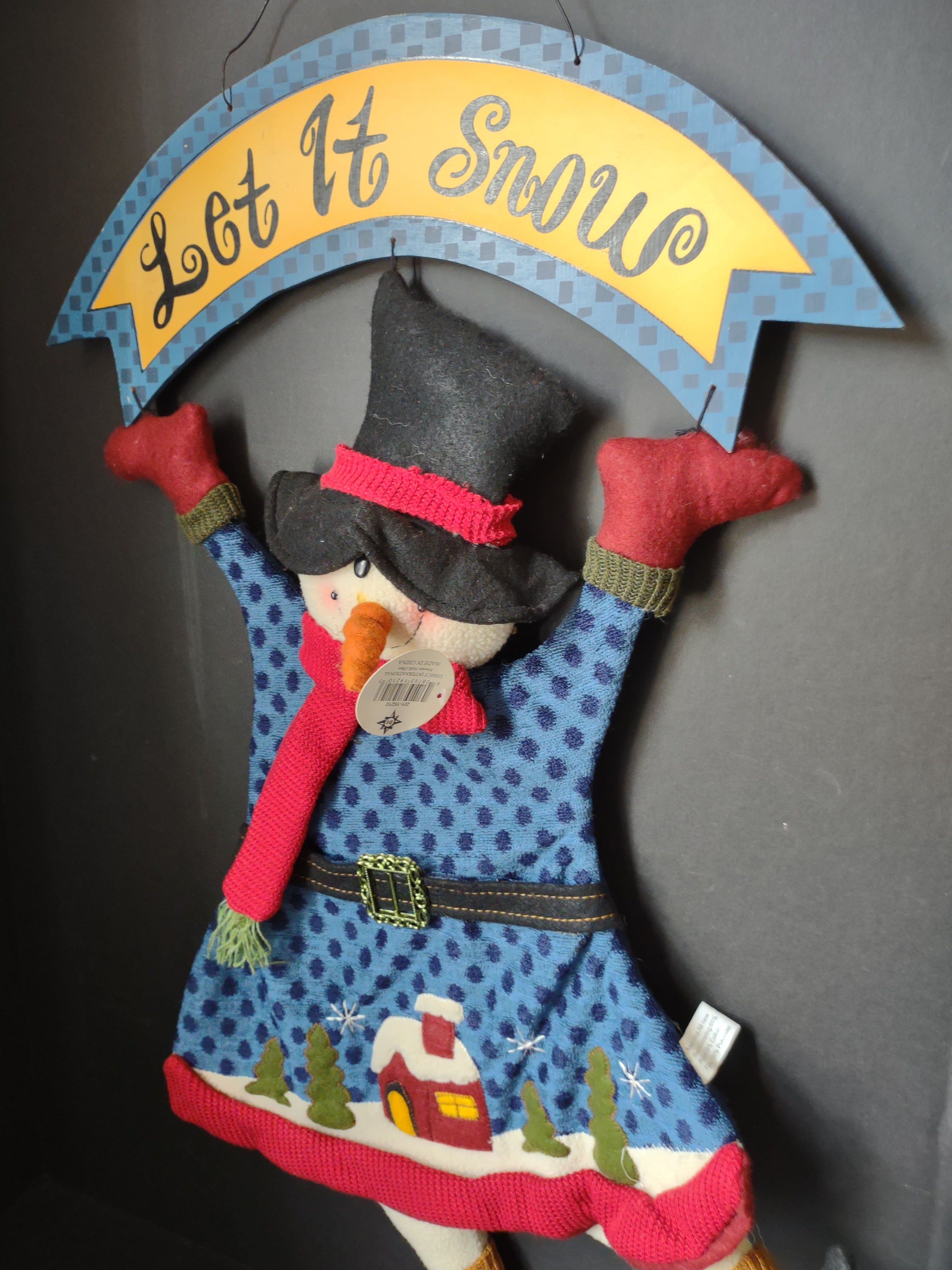 Christmas Let It Snow Snowman Wall Door Sign 28" (lot 3046j)