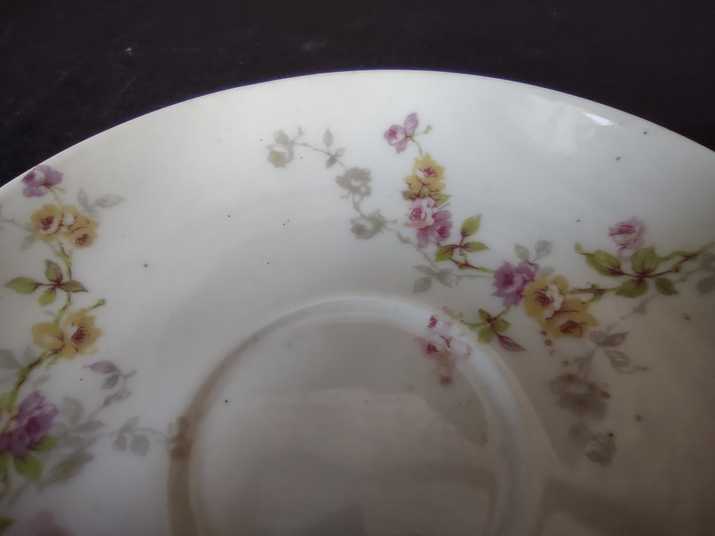 Haviland Limoges Saucer ONLY Pink Yellow Rose (lot 917)