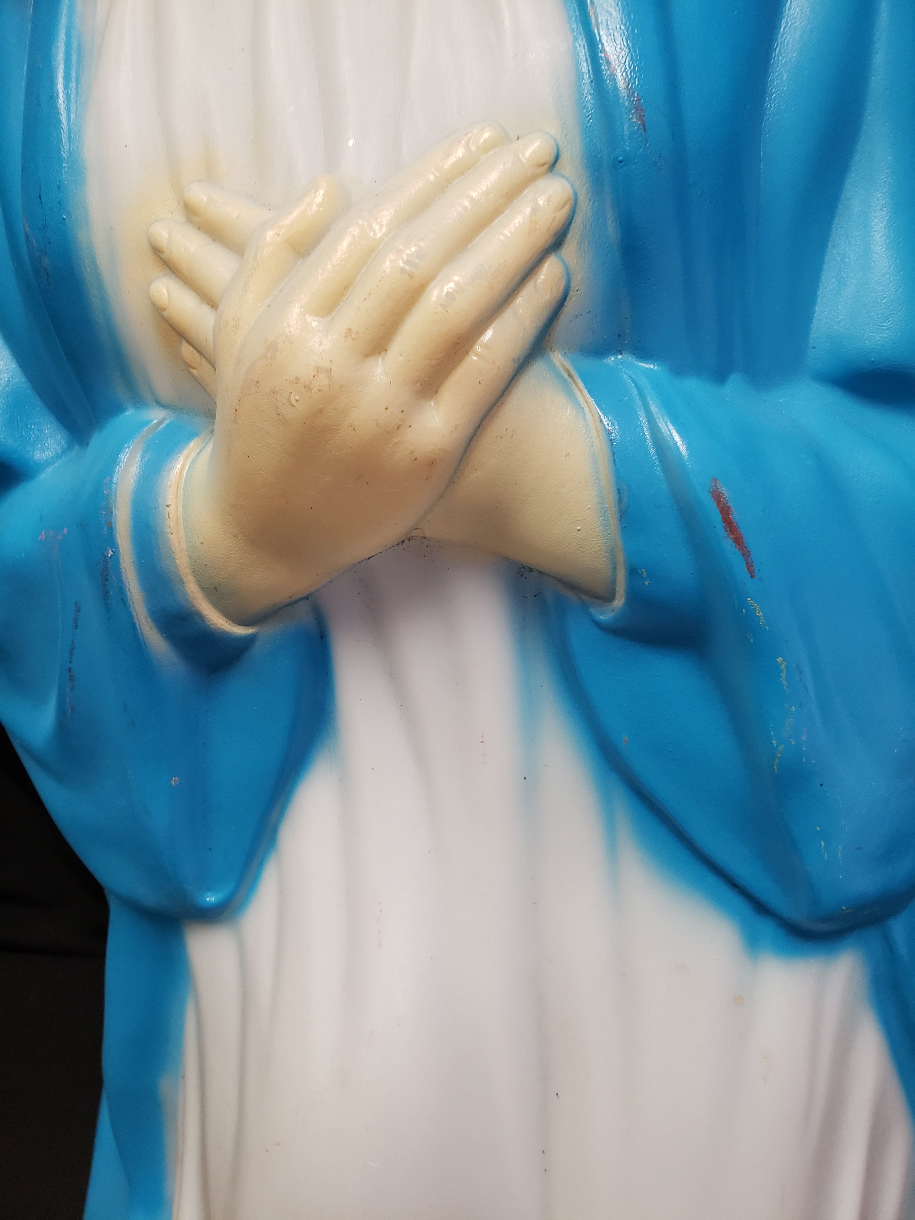 Vintage Christmas Outdoor Blue Open Eyes Mary Blow Mold 27" (lot 2265)