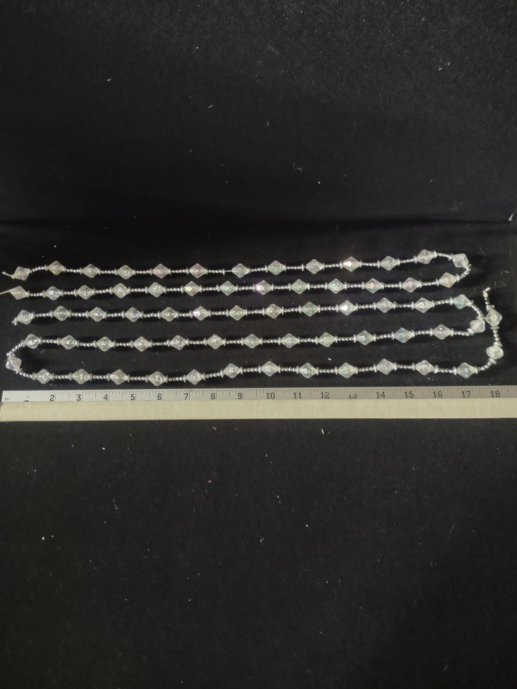 Vintage Christmas Garland Silver White Plastic 2 Strands 35 and 57"(Lot4665)
