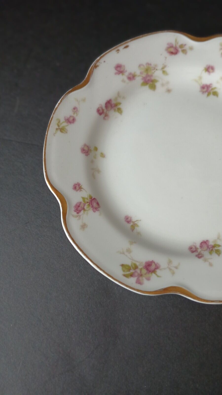 Haviland Limoges Set of 2 Bread/Butter 6-1/4" Gold Trim Roses (lot 381)