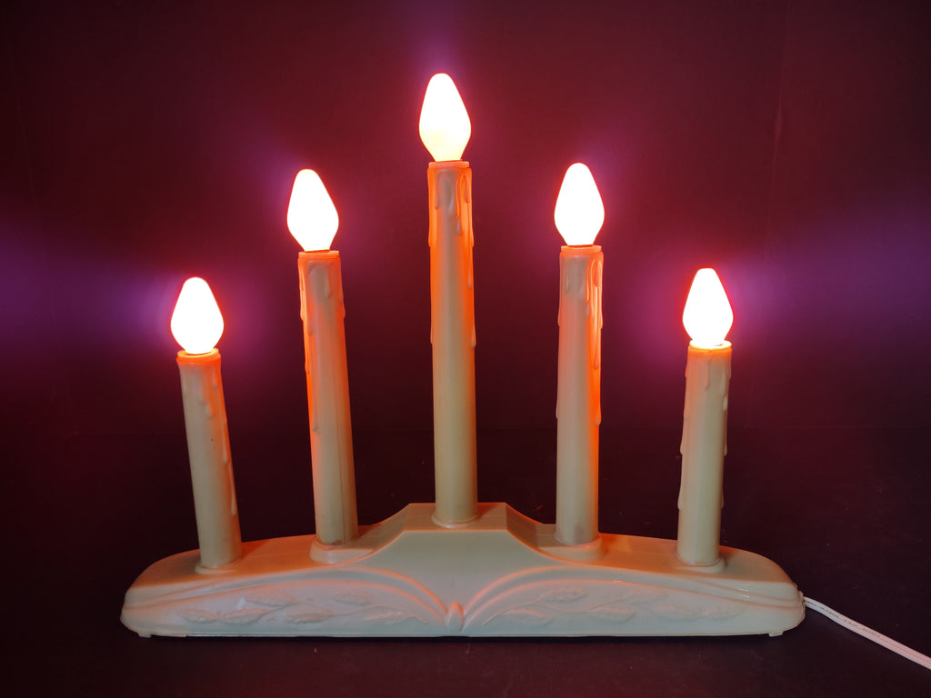 Vintage Christmas Set of 2 Window 5 Candle Drip Candelabra Candolier (lot 2299)