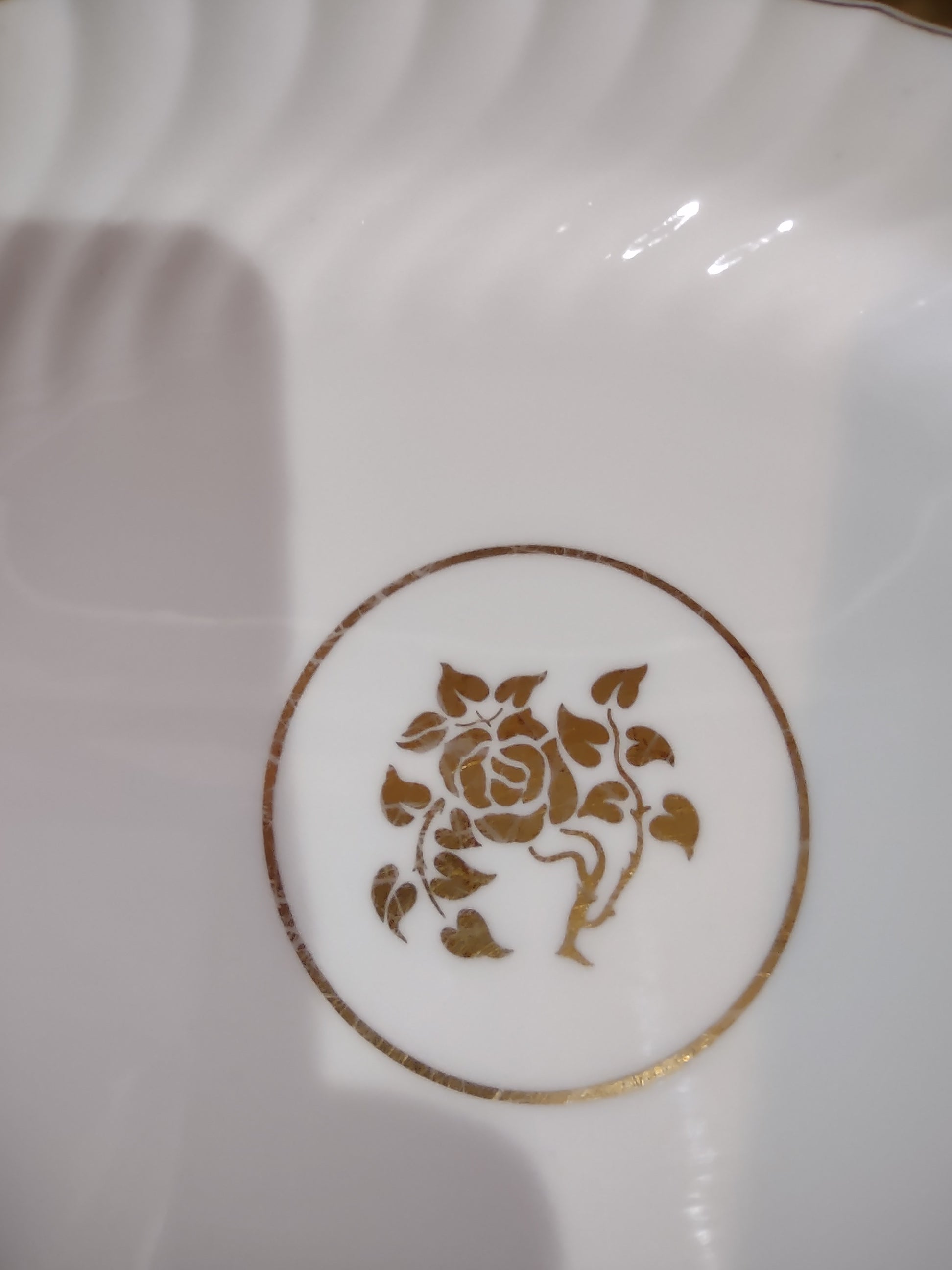 Vintage Minton Gold Rose Serving Platter Bone China Gold Trim (Lot 5427)