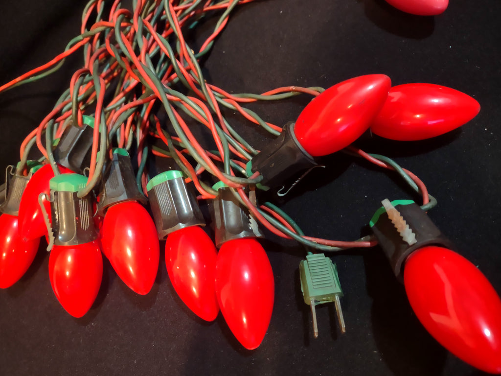 Christmas String Lights 1950's Vintage 25 Socket C9 Bulbs Works GEM (lot 3282)