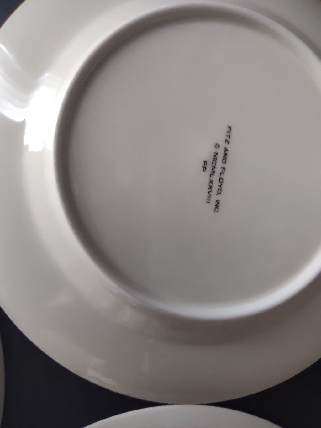 VIntage Rare Fitz and Floyd 3 x Charade Dessert Plate Brown Cream Gold (lot 535)