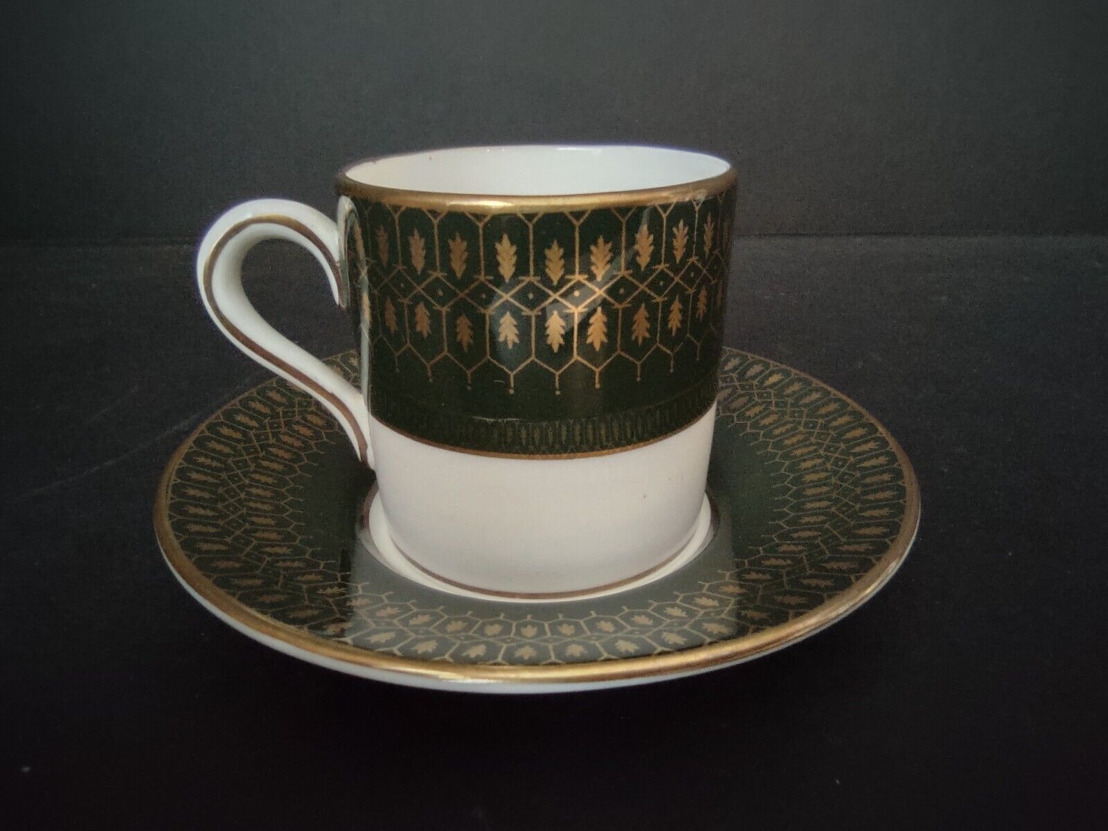 Vintage Coalport Chateau Demitasse Cup Gold Trim Green (lot 513)