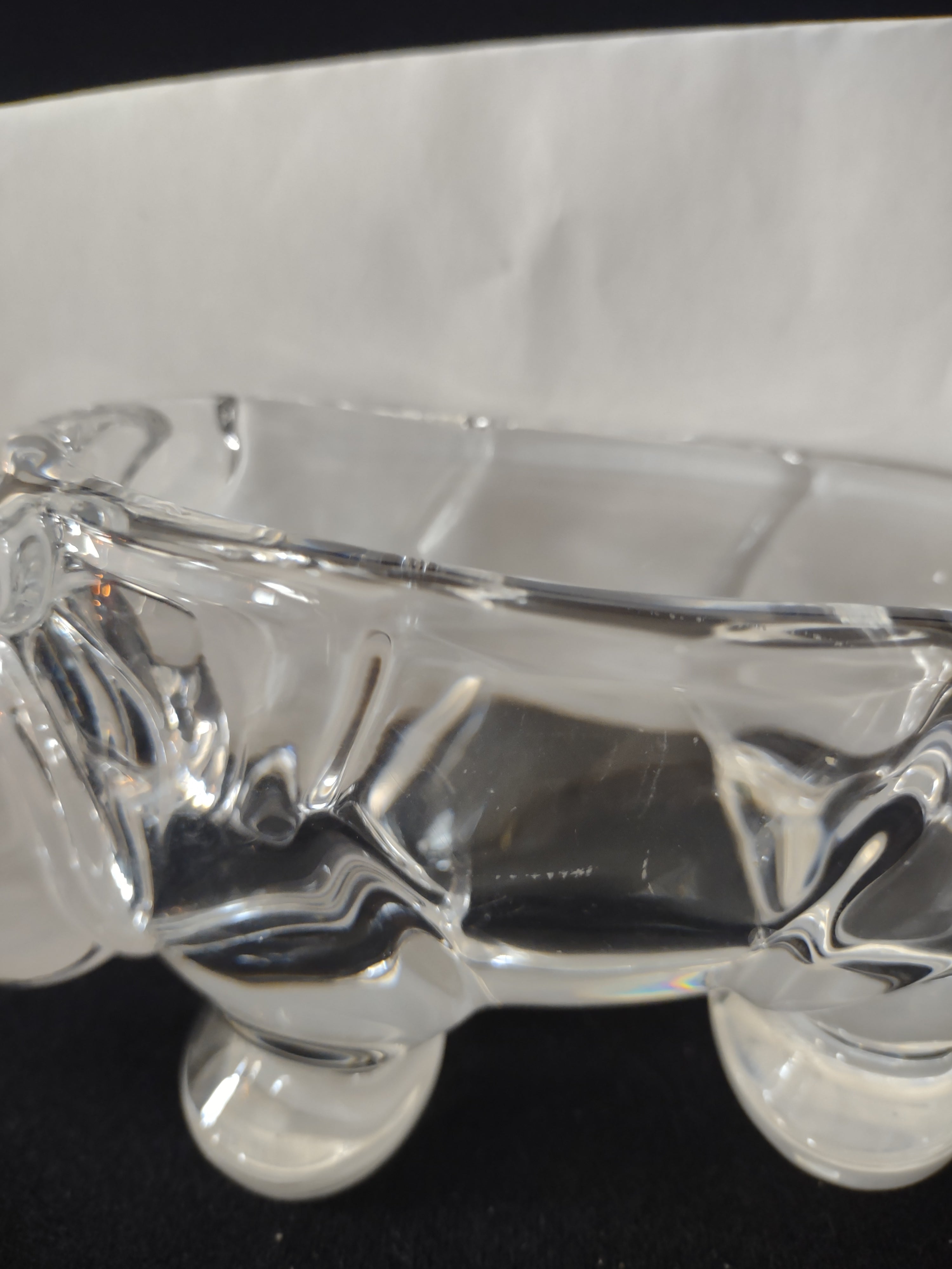 Cofrac Verrier France Art Glass Crystal Trinket Dish AshTray Rhinoceros (Lot3291