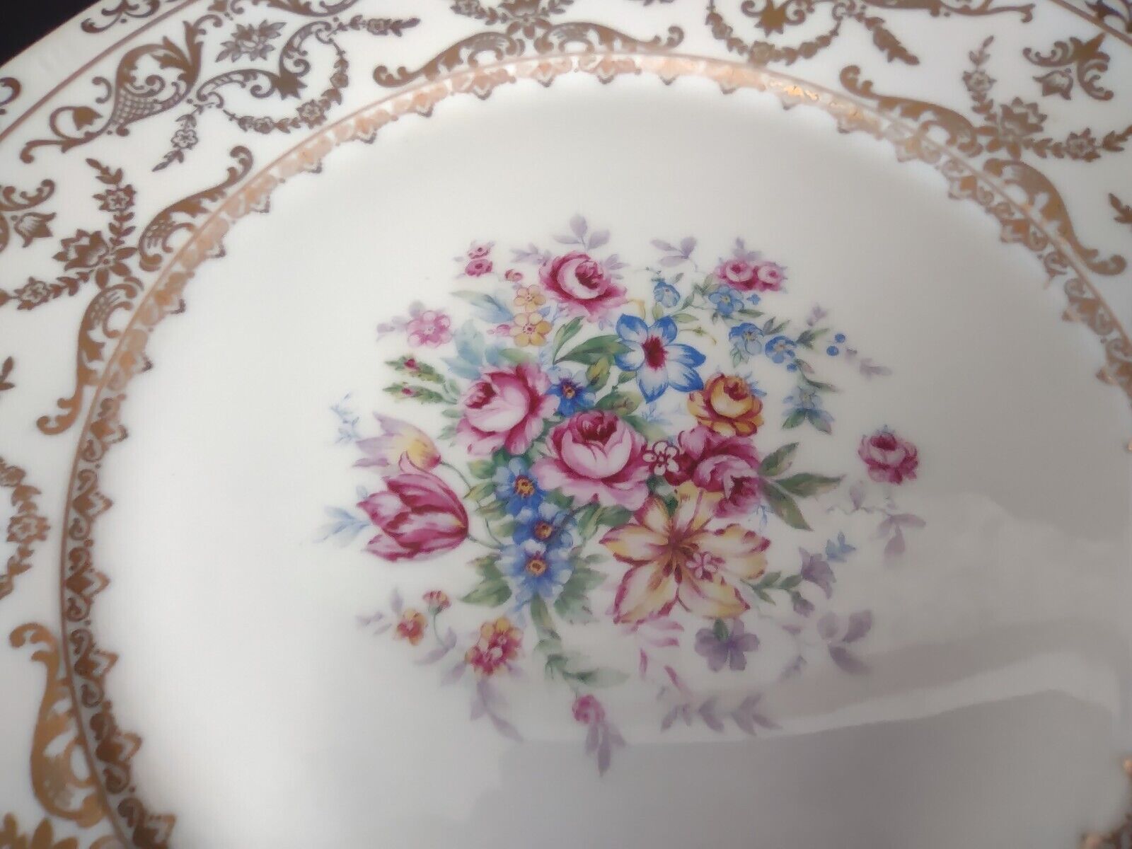Czechoslovakia Bohemia Coronado Set of Dinner & Salad Plate Gold Flower (lot 440
