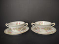 Old Abbey Limoges France 2 x Bouillion Cup Mint band Gold Trim Rose (lot 547)