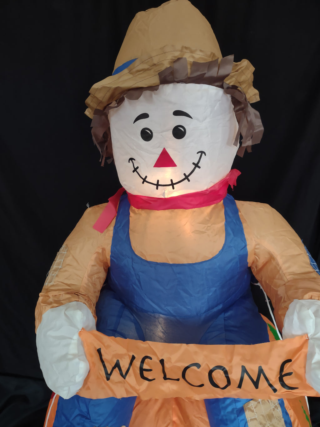 Vintage Halloween Thanksgiving Farm Boy on Pumpkin Inflatable 4 Ft (lot 3252j)