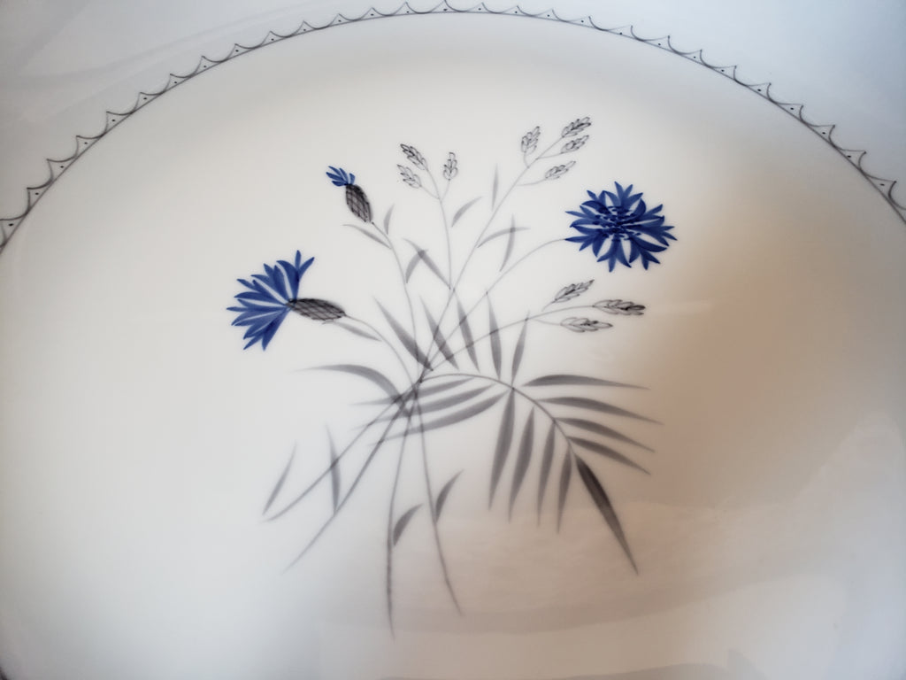 B & G Kyobenhavn Denmark Serving Platter Blue White Flower 12-1/2" (lot 2200)