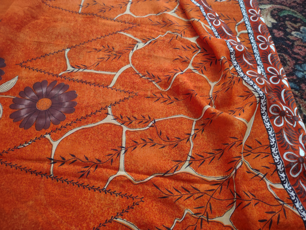 Thanksgiving Fall Material Fabric Orange Floral 5 yrd 44" wide (3094)