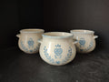 Vintage Stoneware Hearts Cottage White Blue Soup Bowl x 3 (lot 5307)