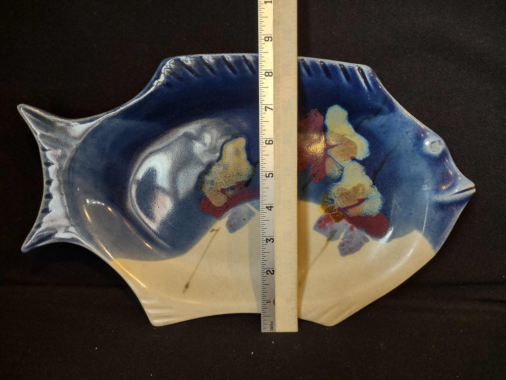 Vintage Follette Pottery Fish Platter Blue (lot 2595c)