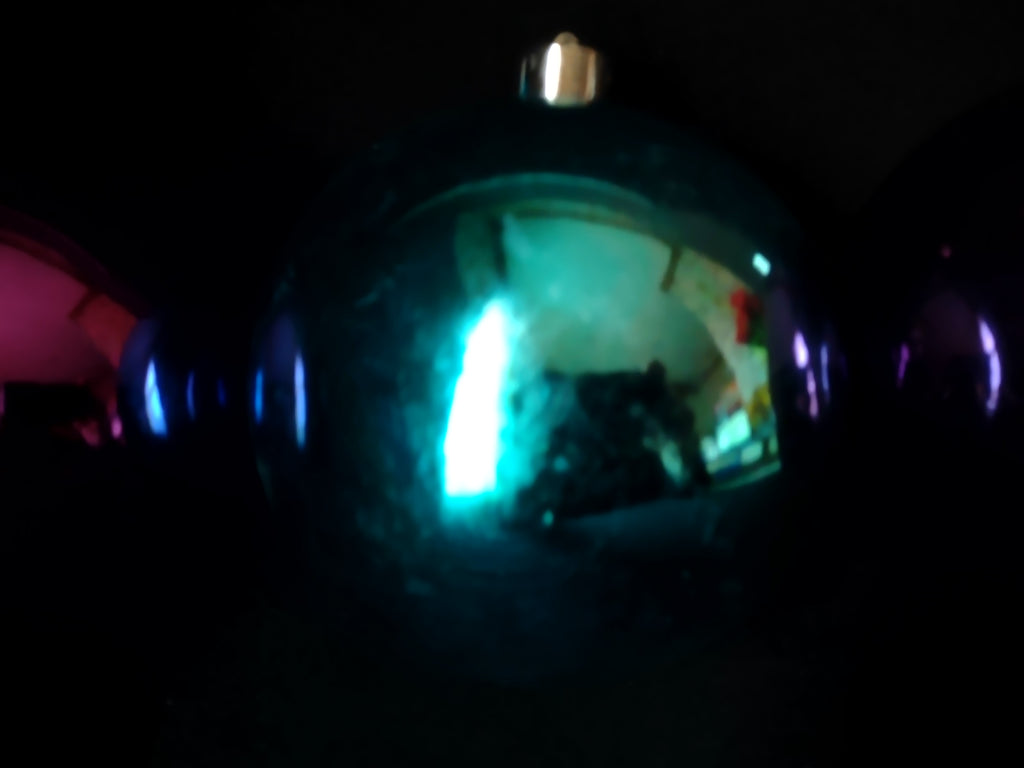 Set of 4 Christmas Ornaments Ball Blue Purple 6" IMPERFECT (lot 1572)