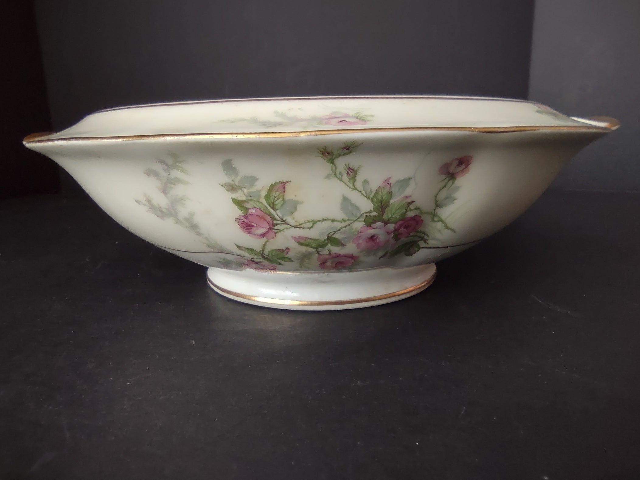 Haviland Limoges Round Soup Tureen Serving Bowl NO LID Roses (lot 820)