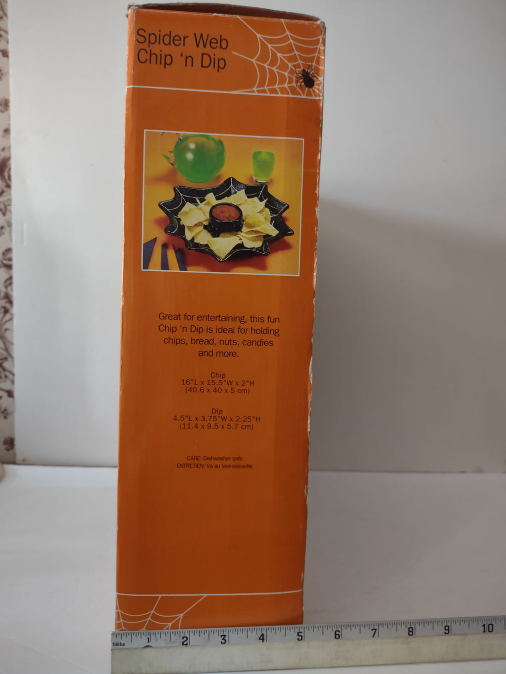Halloween Spider Web Shaped Chip N Dip Black Serving Tray 16" (Lot 3027t)