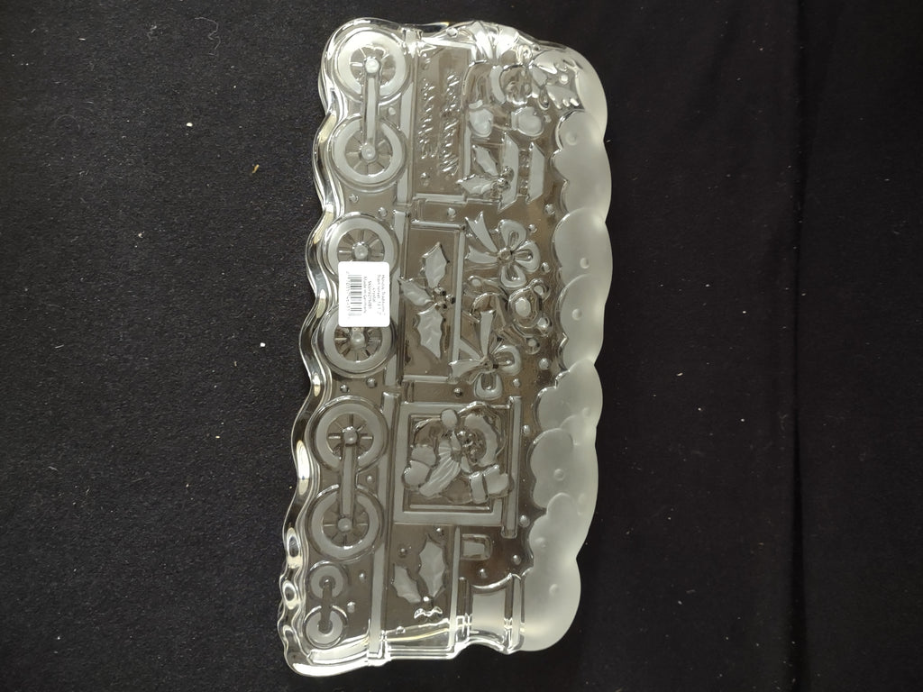 Vintage Christmas Gorham Santa North Pole Express Crystal Server (Lot 3759)