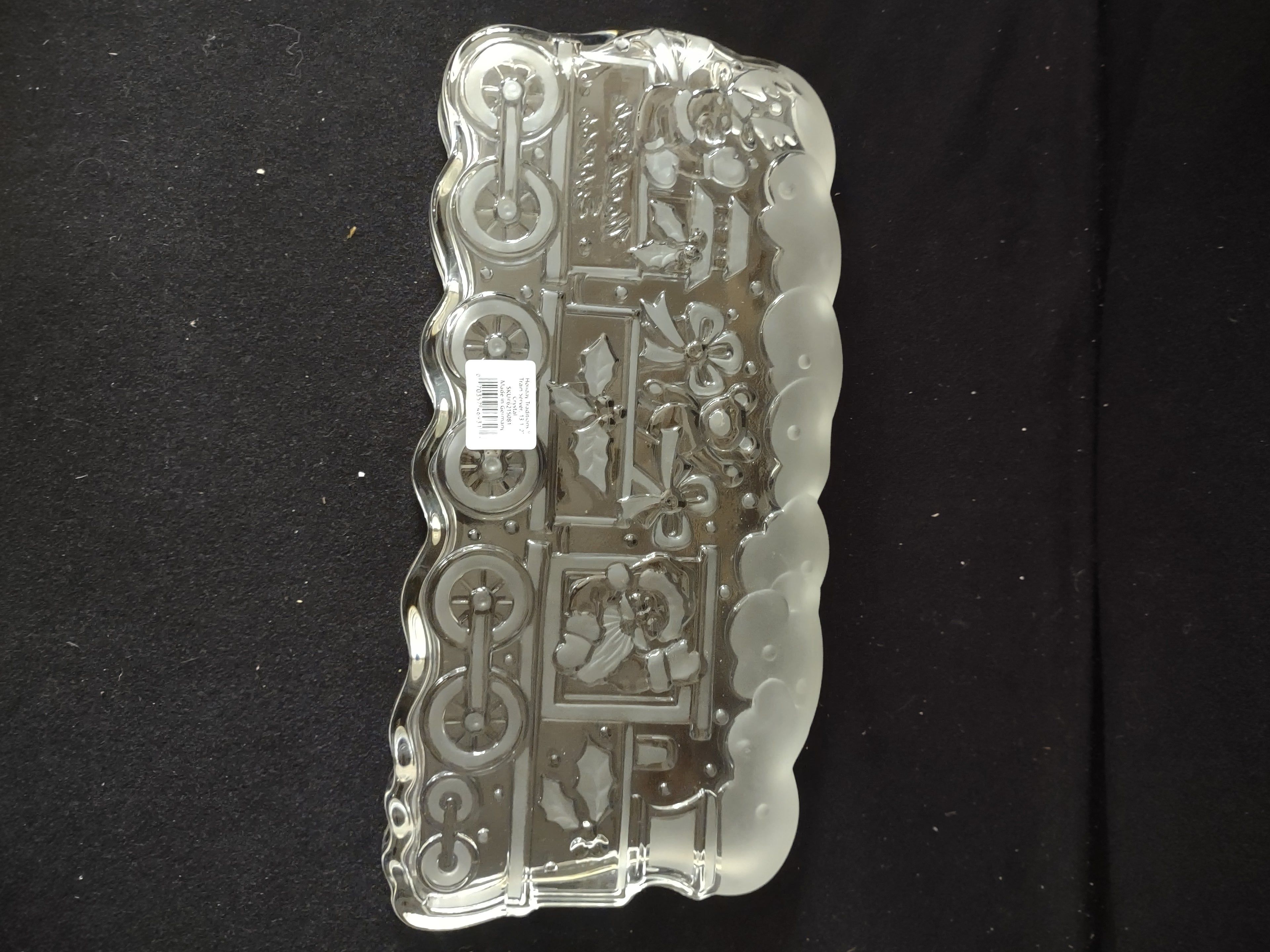 Vintage Christmas Gorham Santa North Pole Express Crystal Server (Lot 3759)