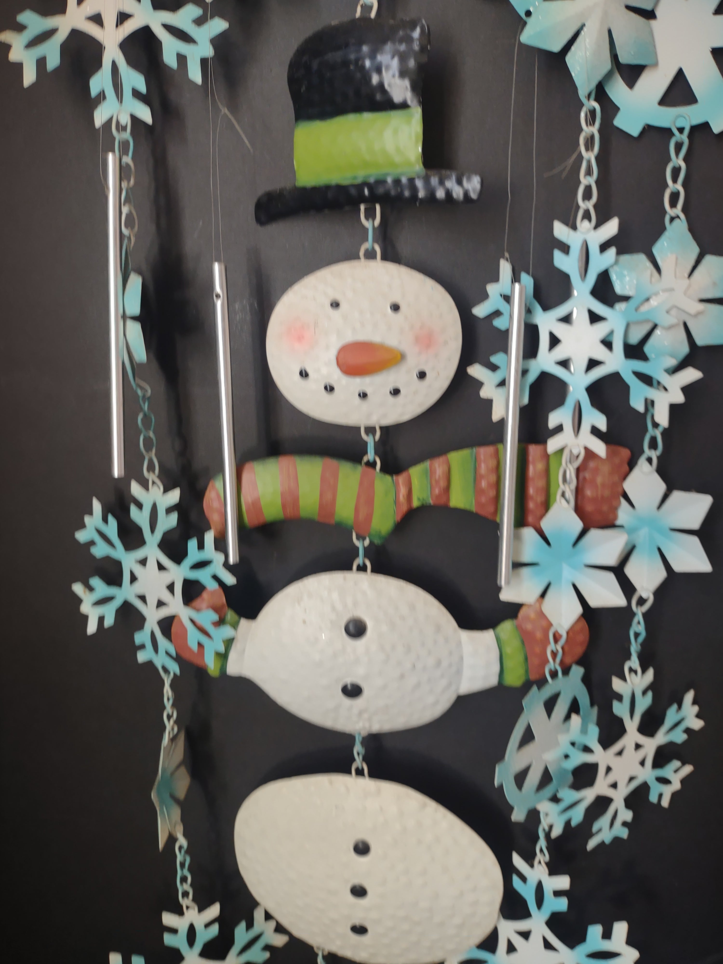 Christmas Winter Windchime Snowman 32" Snowflake (lot 3070j)
