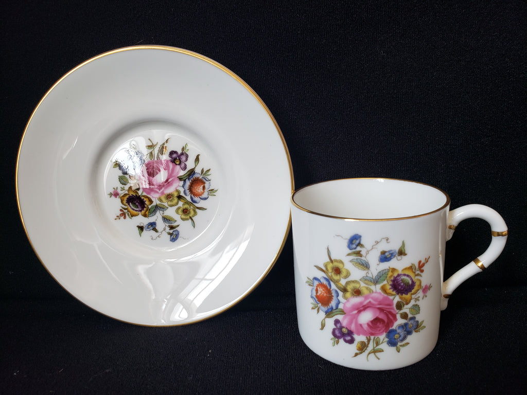Vintage Royal Worcester Demitasse Cup with Saucer Roses (lot 2068)