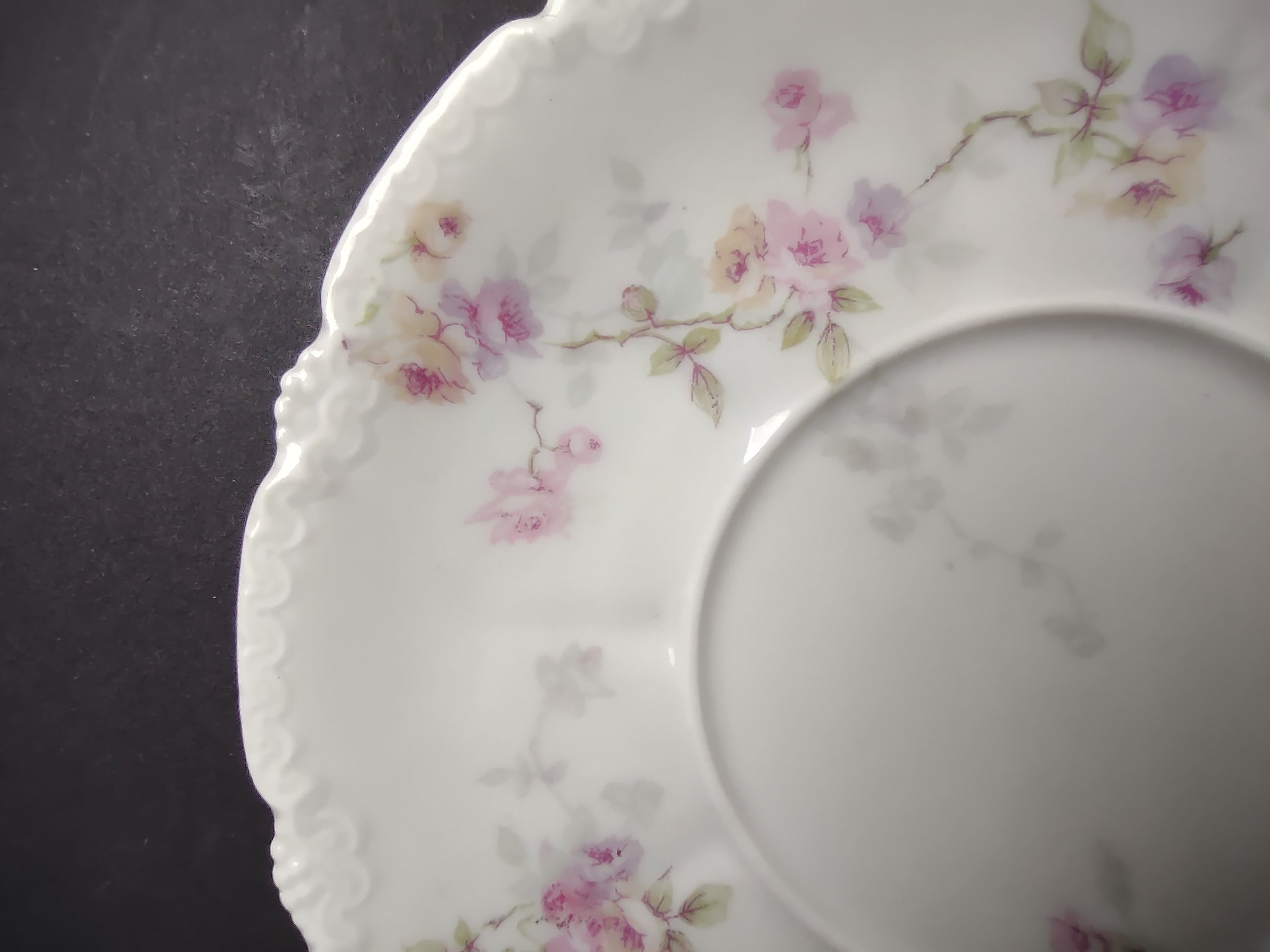 Haviland Limoges Saucer ONLY Pink Purple Yellow Rose (lot 838)