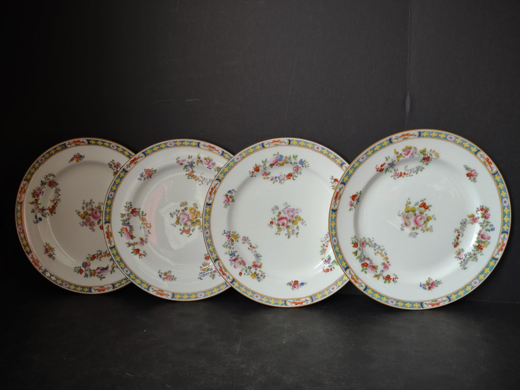 Vintage Minton Rose Yellow Trim Dinner/Lunch Plate x 4 Bone China (lot 5482)